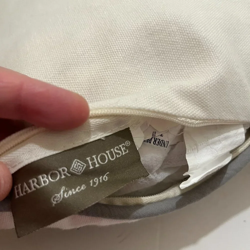 Harbor House Stella White Navy Paisley Embroidered Square Bed Throw Pillow 17X17